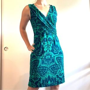 Merona stretchy faux wrap tropical midi dress